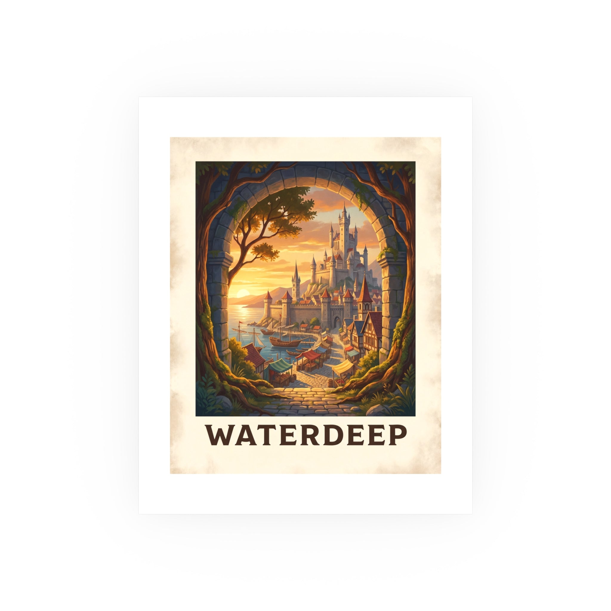Waterdeep Vintage Poster — warm (8x10)