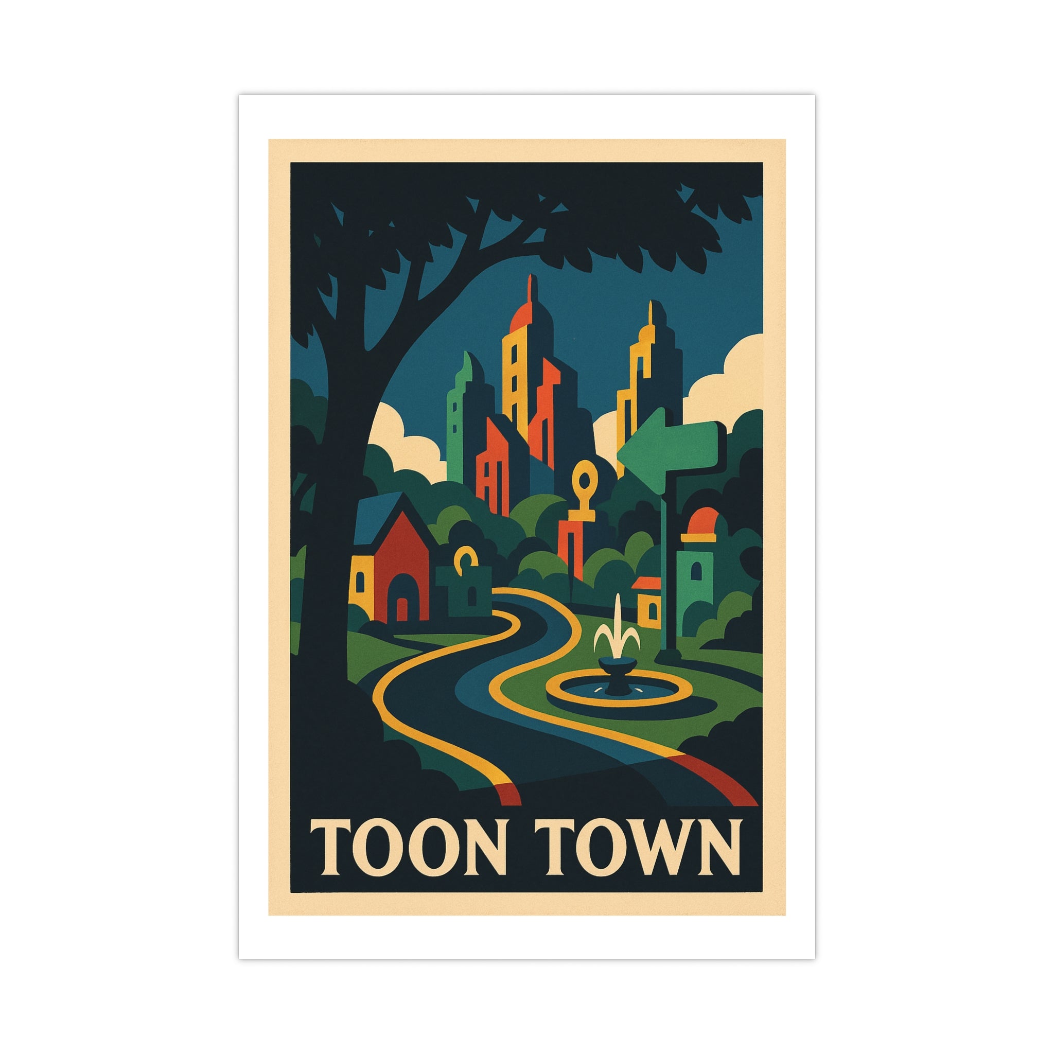 toon town Vintage Poster — Cool · Crisp Morning (12x18)