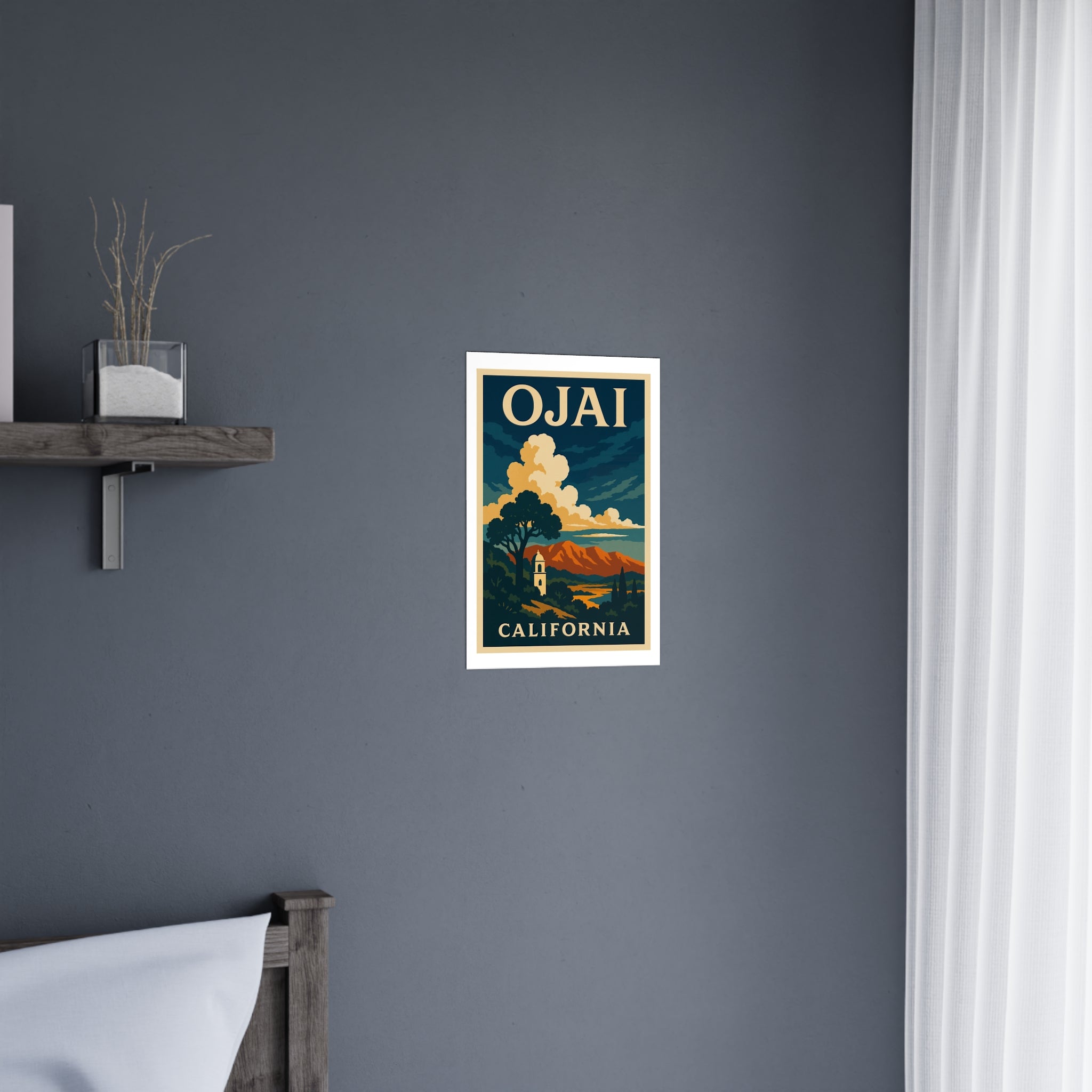 Ojai Vintage Poster — Cool · Crisp Morning (12x18)