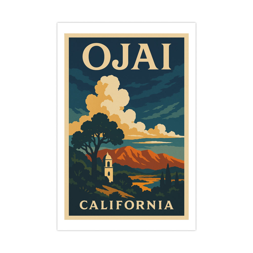 Ojai Vintage Poster — Cool · Crisp Morning (12x18)