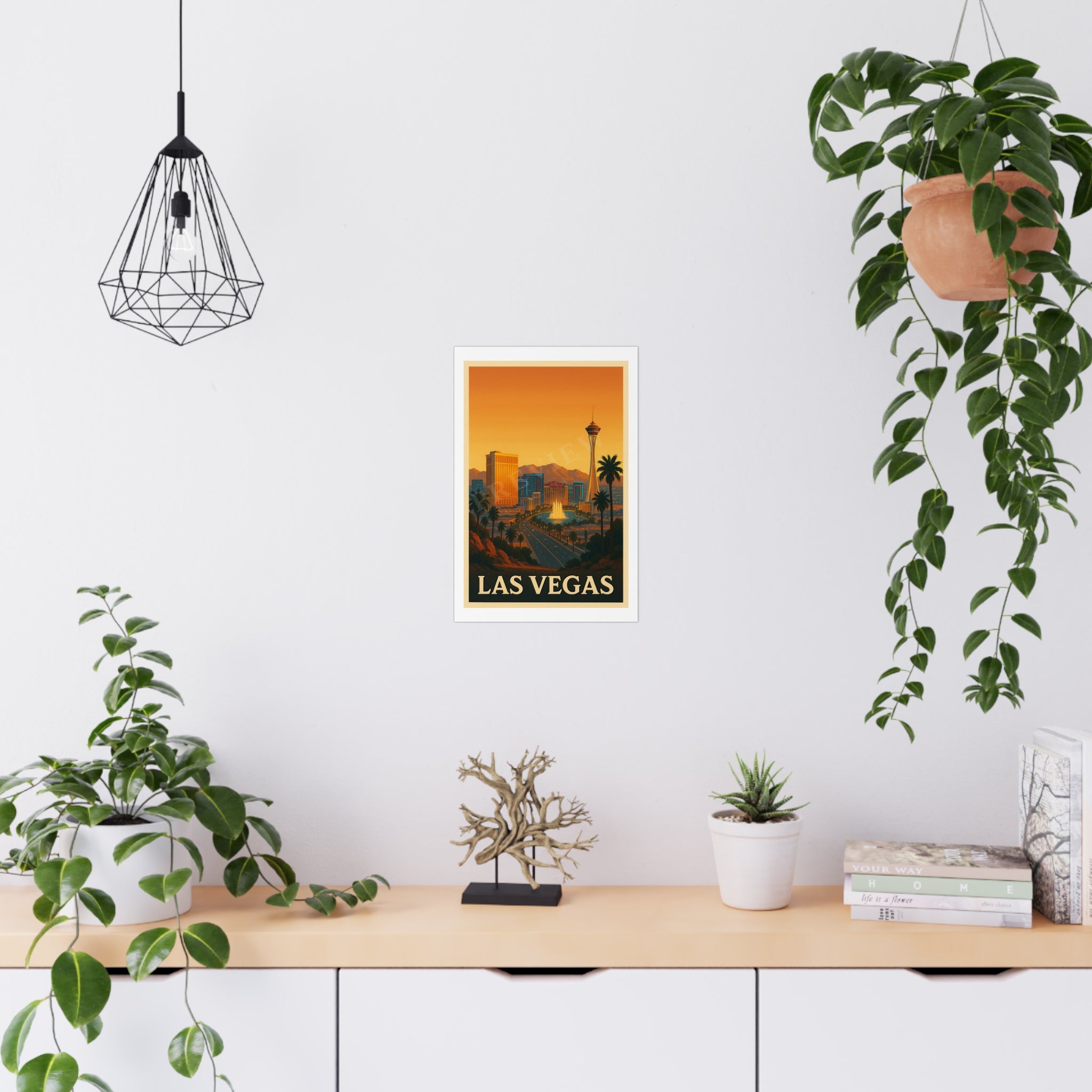 las vegas Vintage Poster — Warm · Golden Hour (12x18)