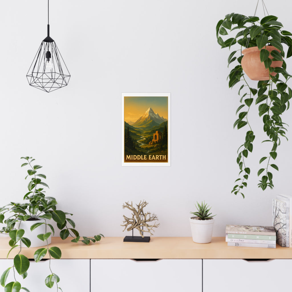 Middle earth Vintage Poster — Warm · Golden Hour (12x18)