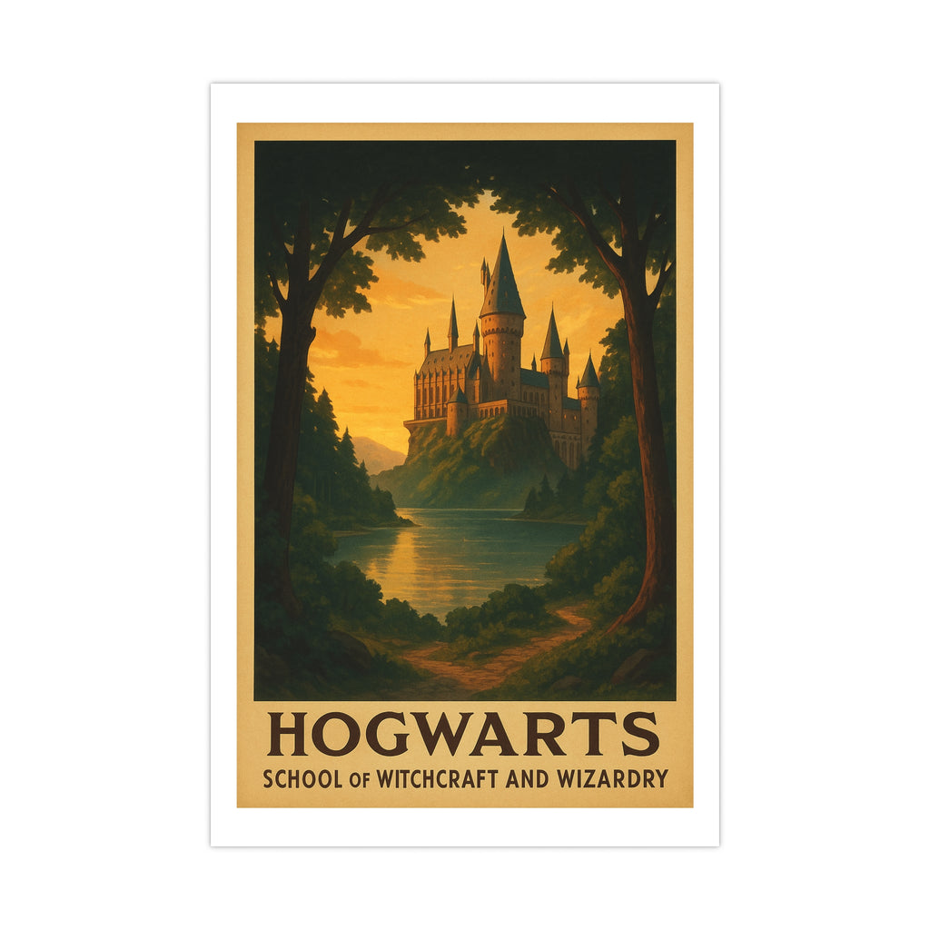 Hogwarts School of Witchcraft and Wizardry Vintage Poster — warm (12x18)