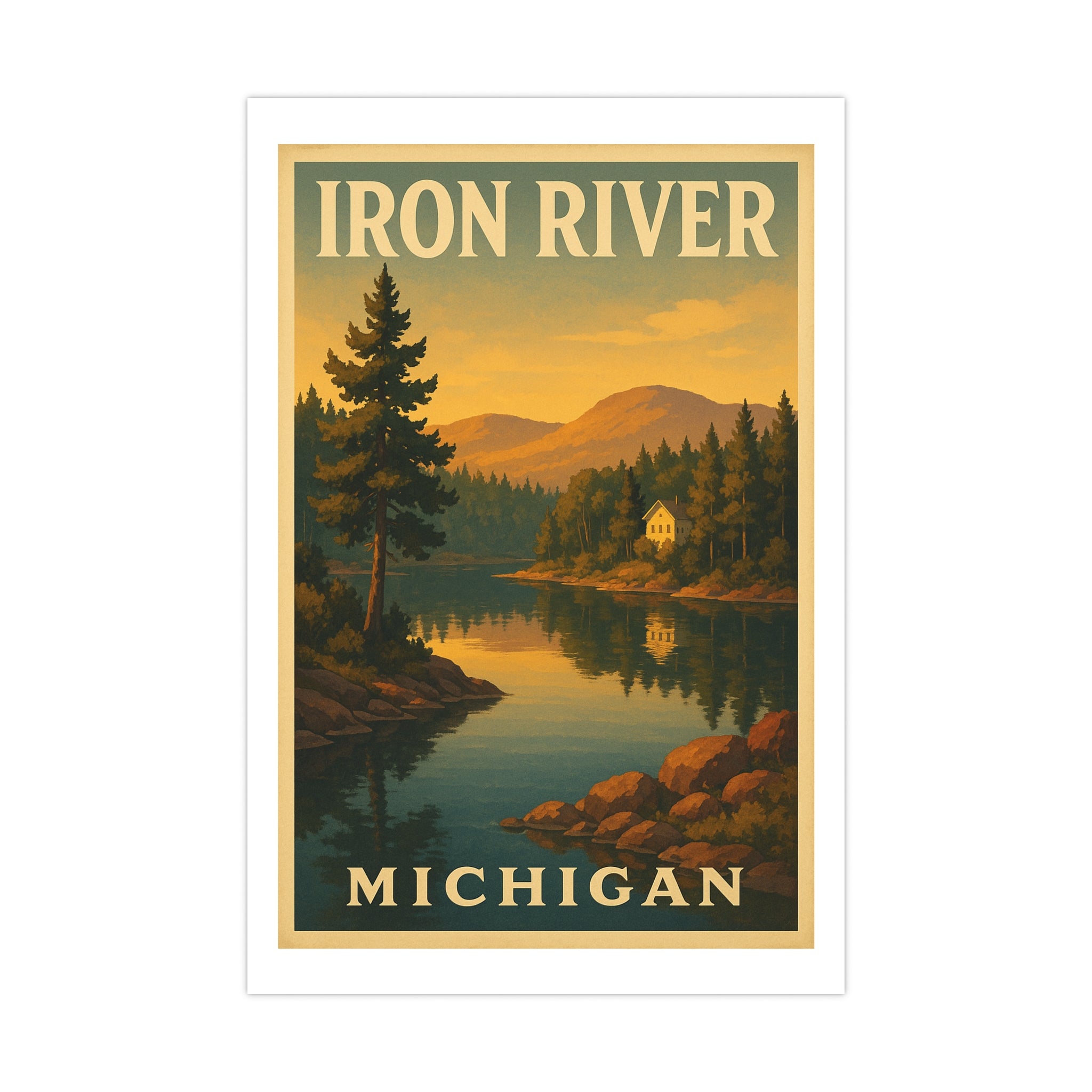iron river Vintage Poster — Warm · Golden Hour (12x18)
