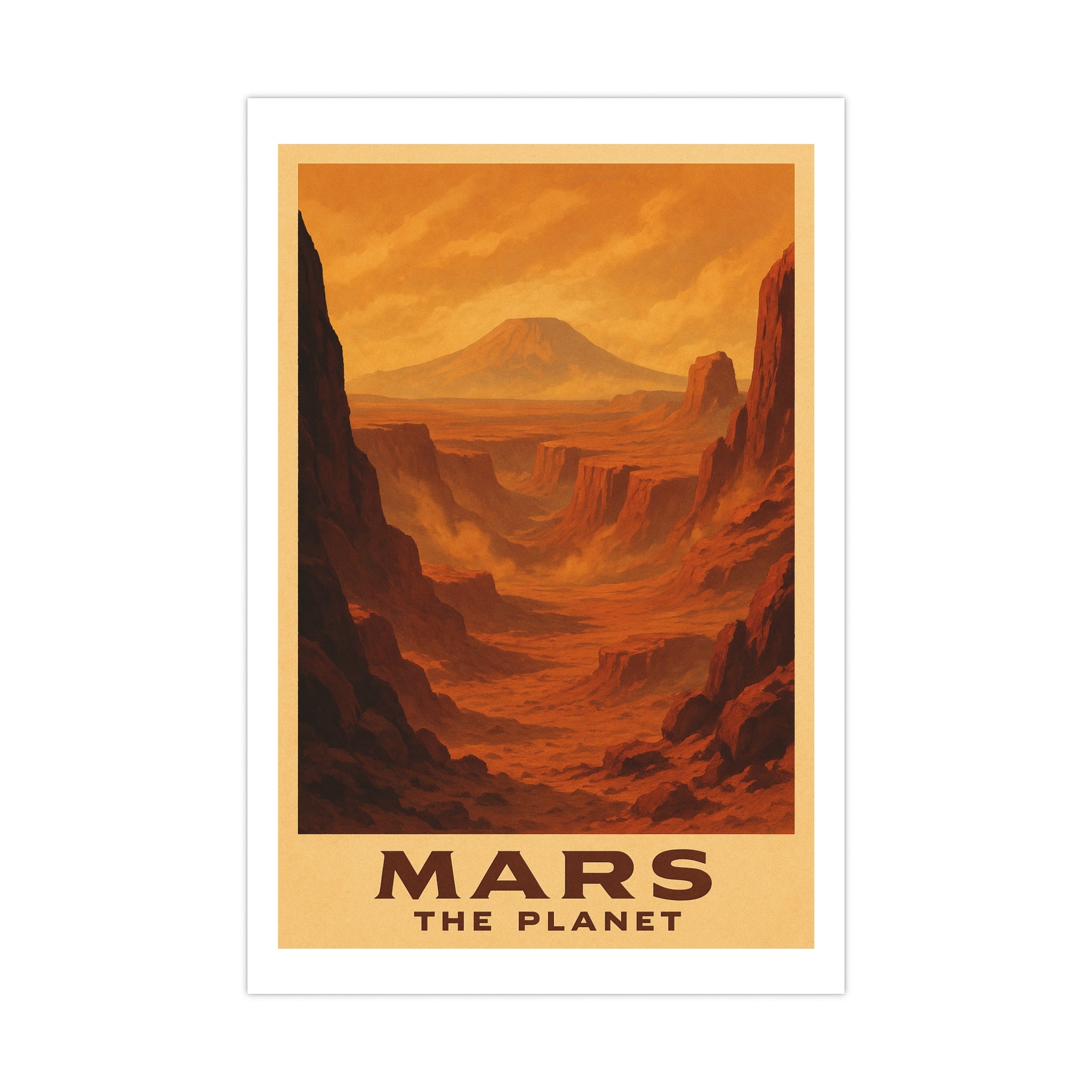 mars the planet Vintage Poster — Warm · Golden Hour (12x18)