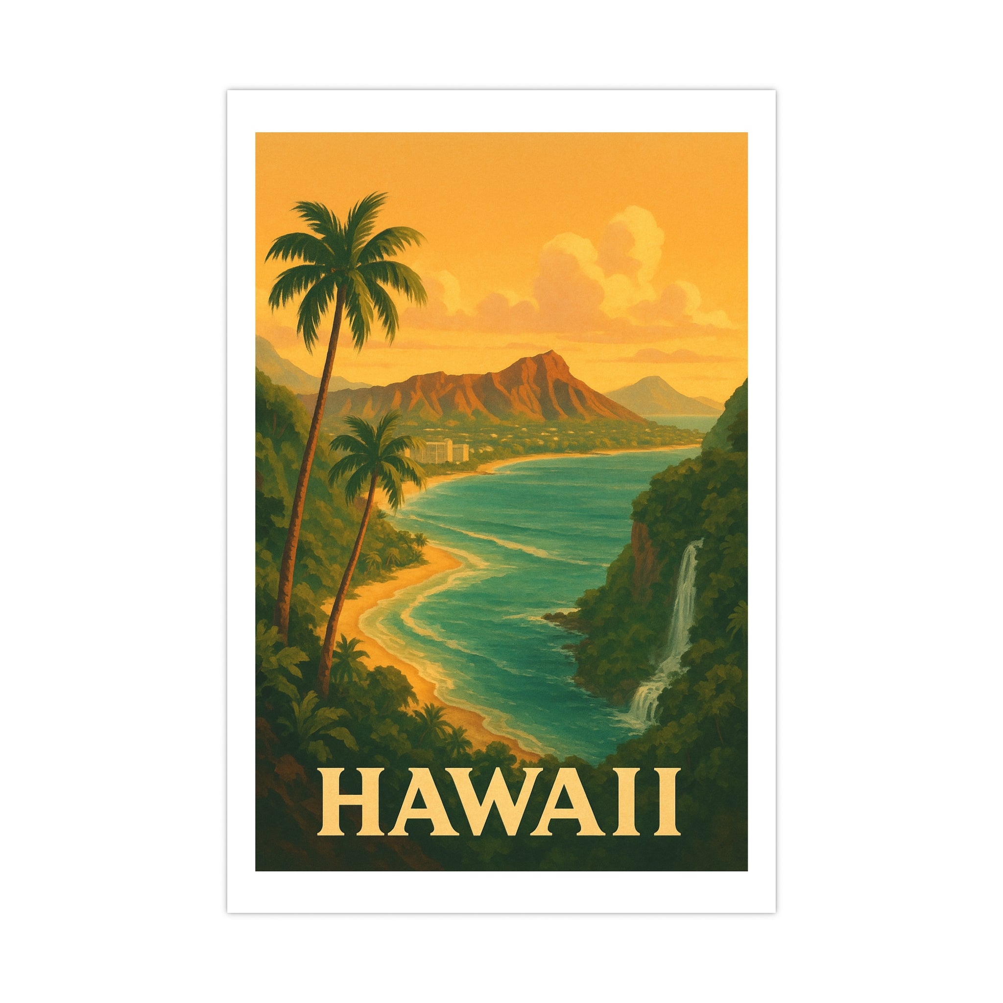 Hawaii Vintage Poster — warm (12x18)