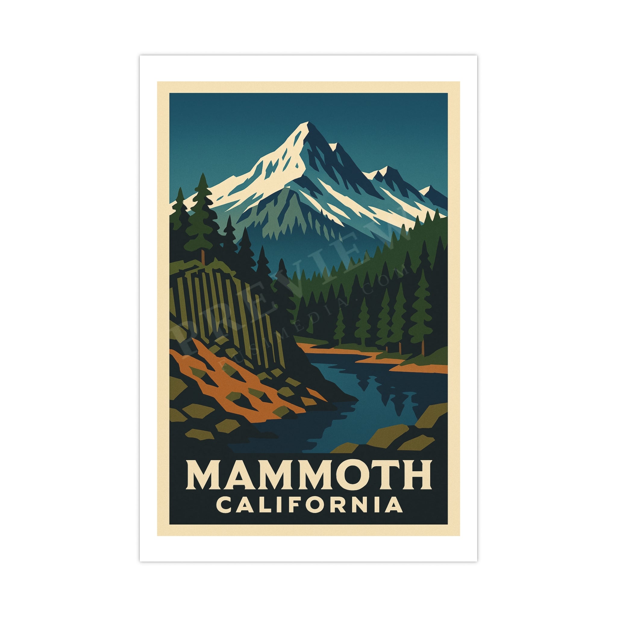mammoth california Vintage Poster — Cool · Crisp Morning (12x18)