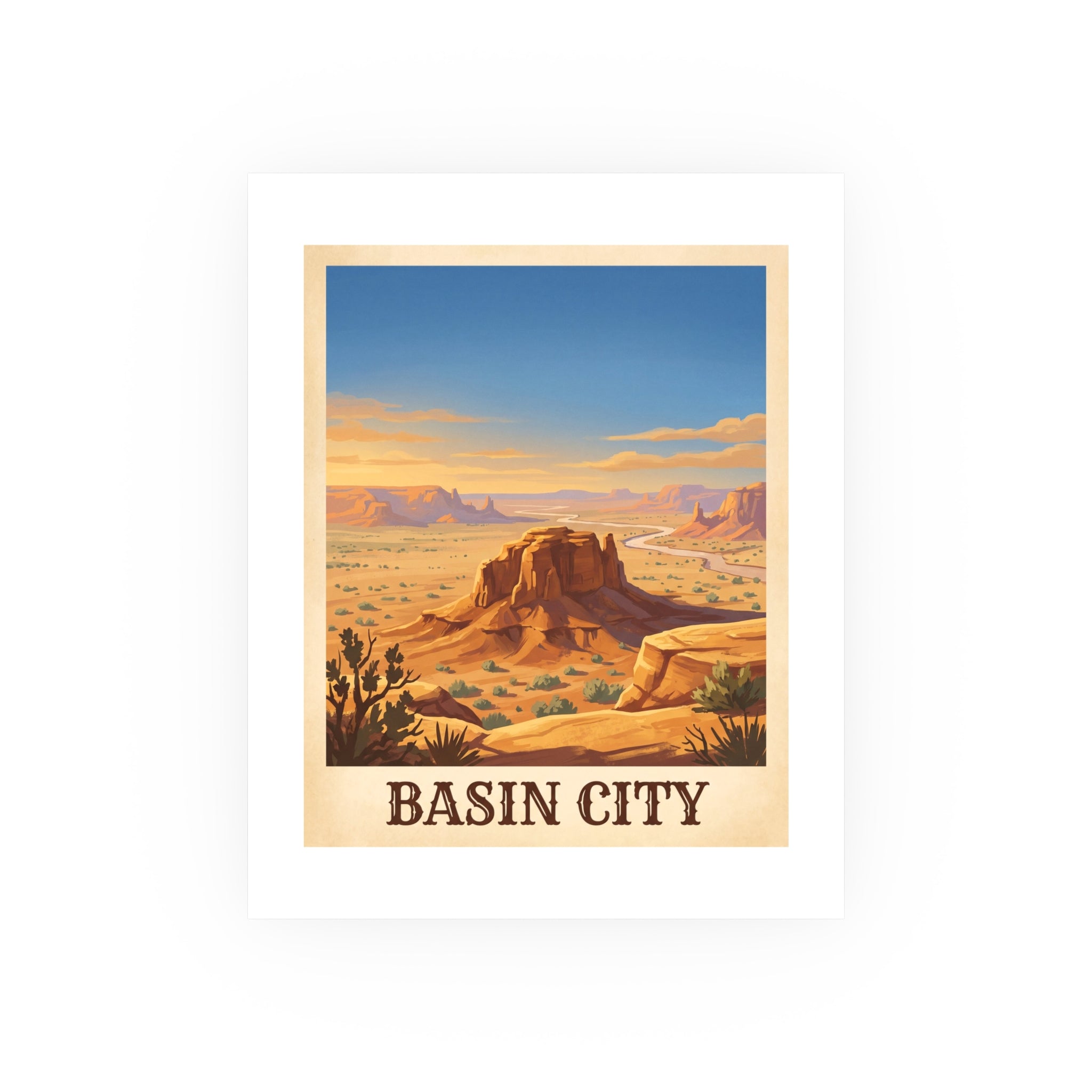 Basin City Vintage Poster — warm (8x10)