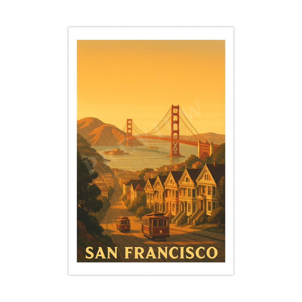 san fransisco Vintage Poster — Warm · Golden Hour (12x18)