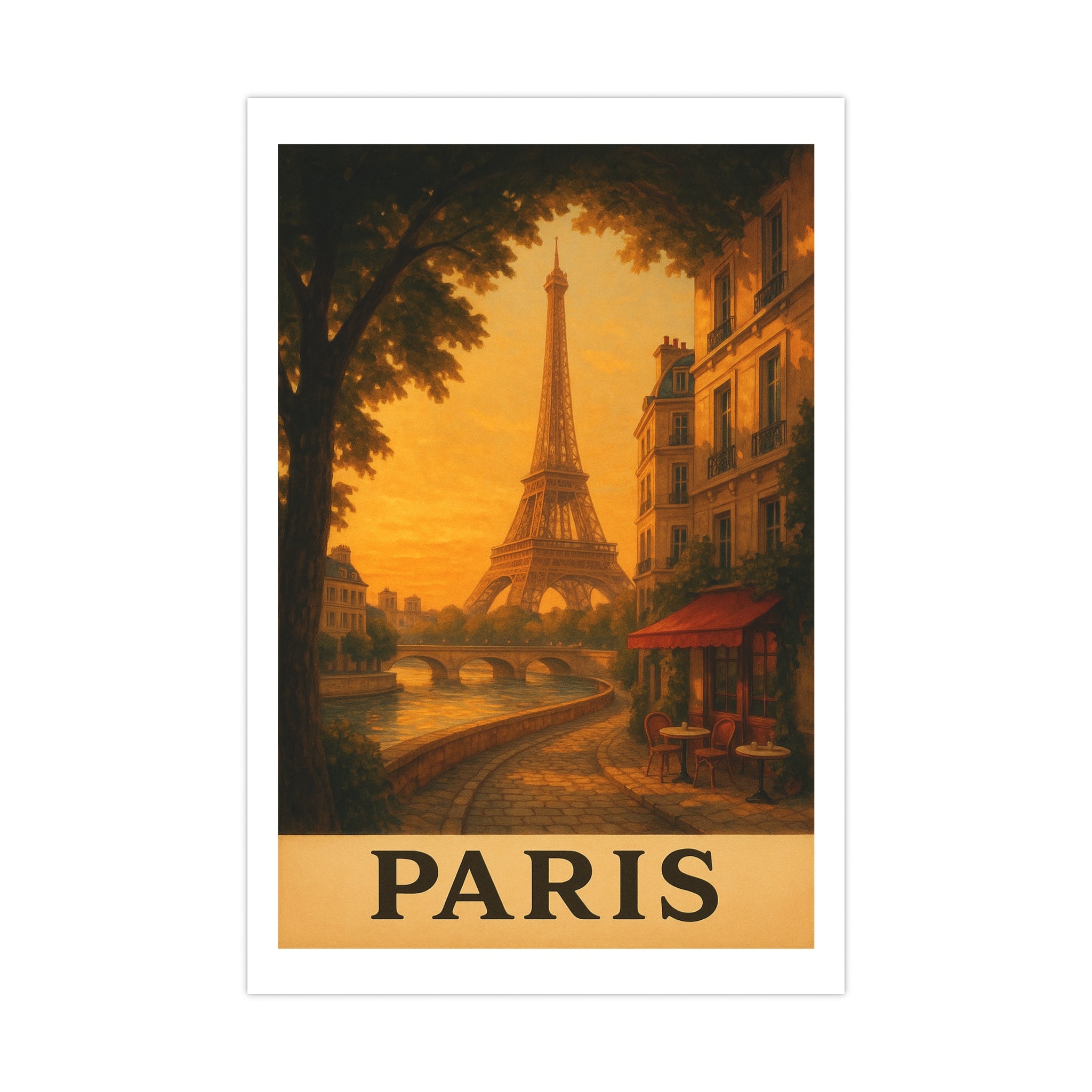 paris Vintage Poster — Warm · Golden Hour (12x18)