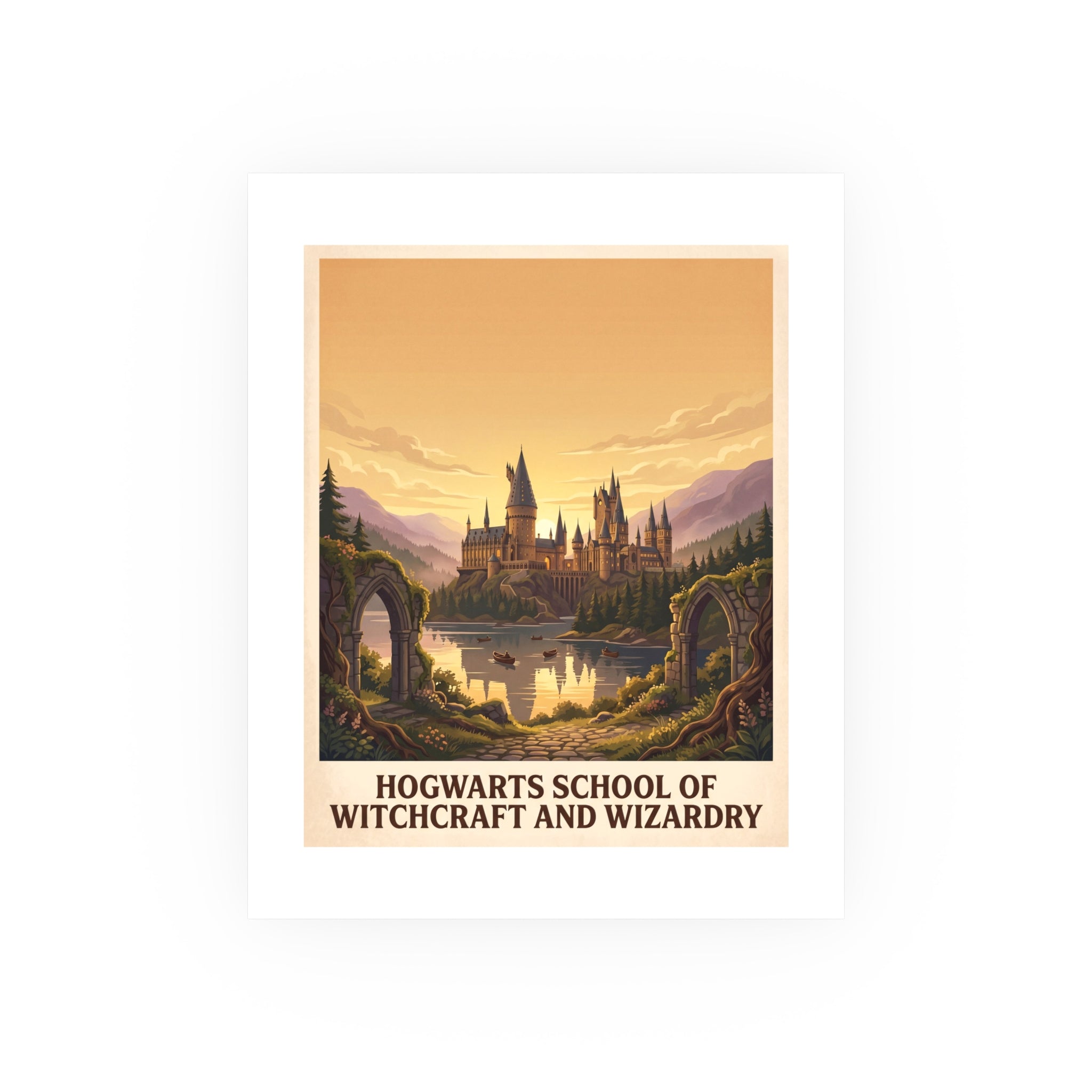 Hogwarts School of Witchcraft and Wizardry Vintage Poster — warm (8x10)