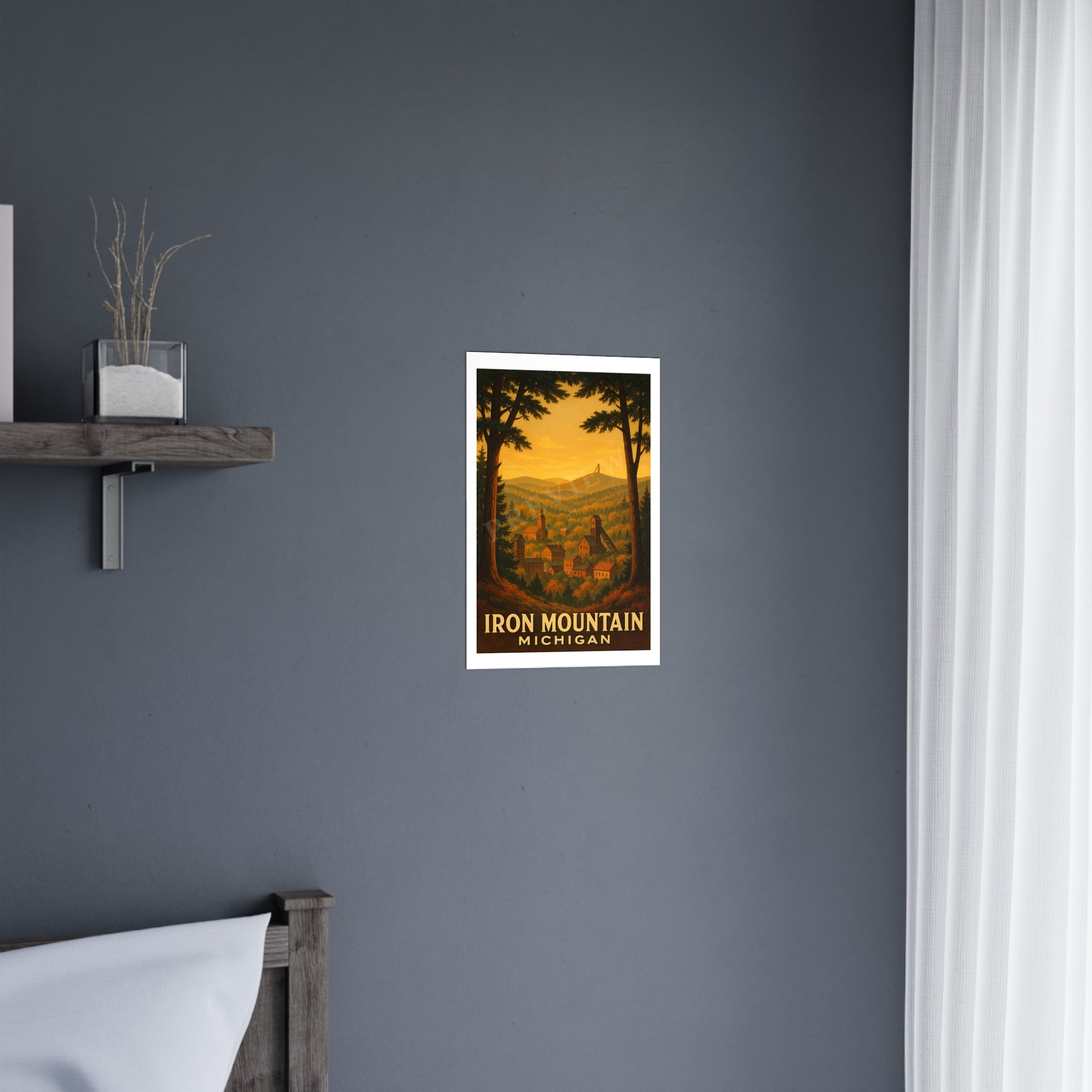 Iron mountain michigan Vintage Poster — Warm · Golden Hour (12x18)