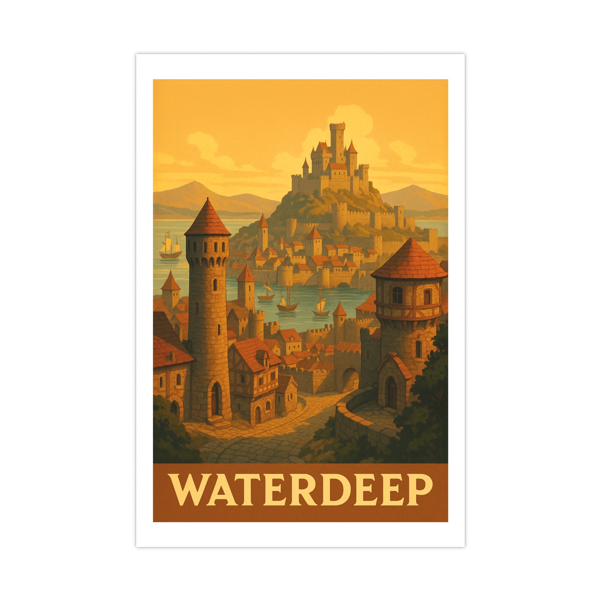 waterdeep Vintage Poster — warm (12x18)