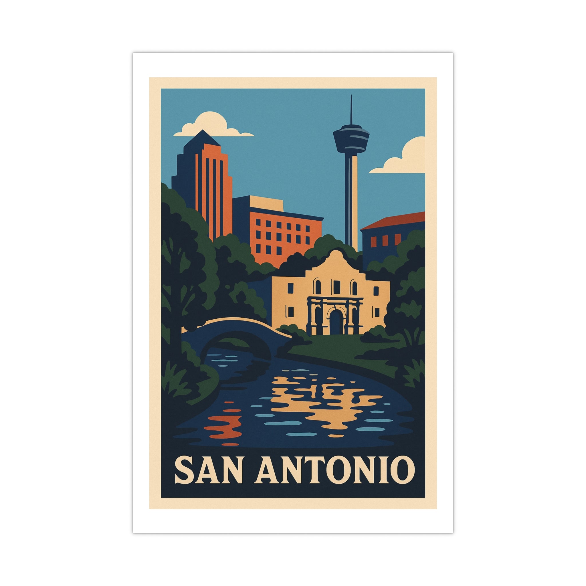 San antonio Vintage Poster — Cool · Crisp Morning (12x18)