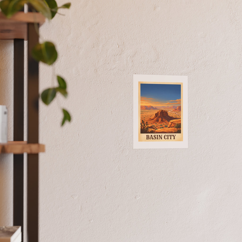Basin City Vintage Poster — warm (8x10)