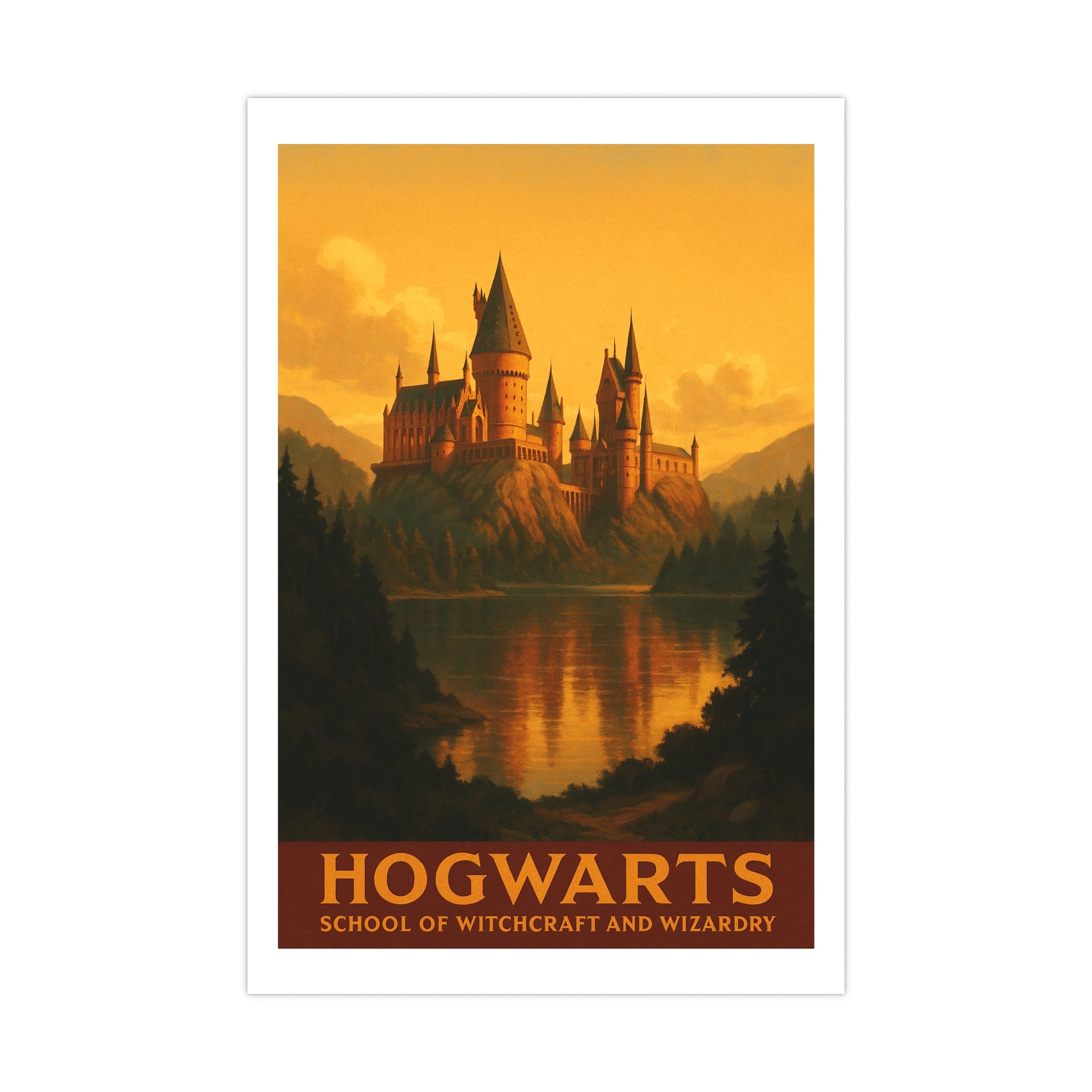 Hogwarts School of Witchcraft and Wizardry Vintage Poster — warm (12x18)