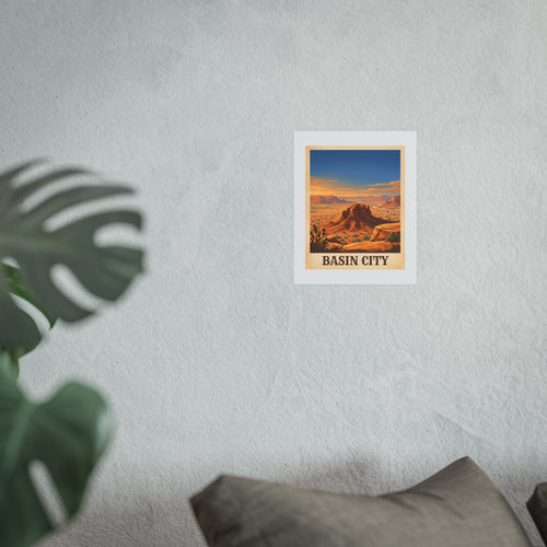 Basin City Vintage Poster — warm (8x10)