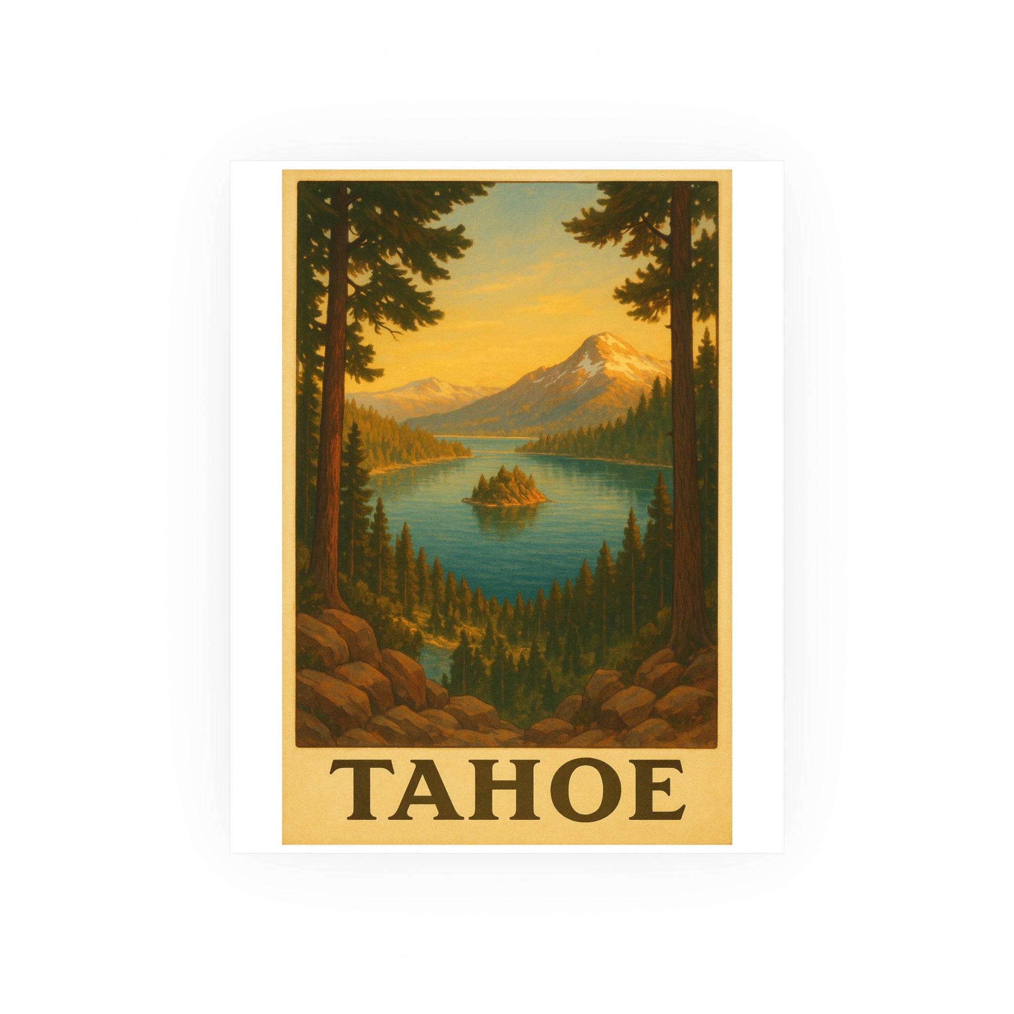 tahoe Vintage Poster — Warm · Golden Hour (8x10)