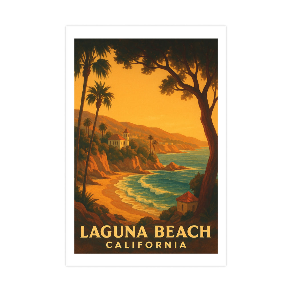 Laguna beach California Vintage Poster — warm (12x18)