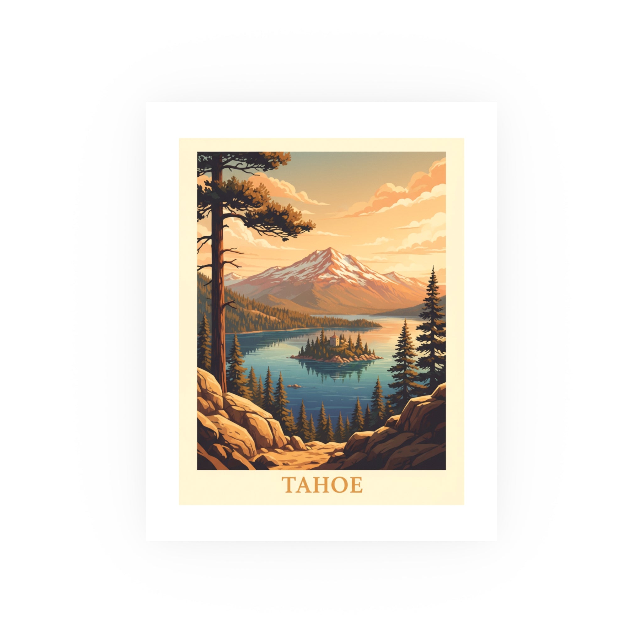tahoe Vintage Poster — Warm · Golden Hour (8x10)