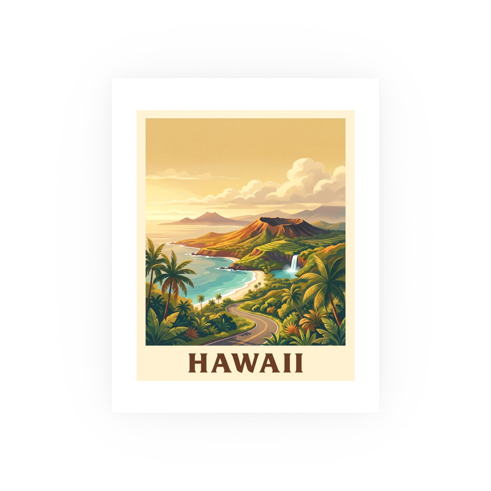 hawaii Vintage Poster — Warm · Golden Hour (8x10)
