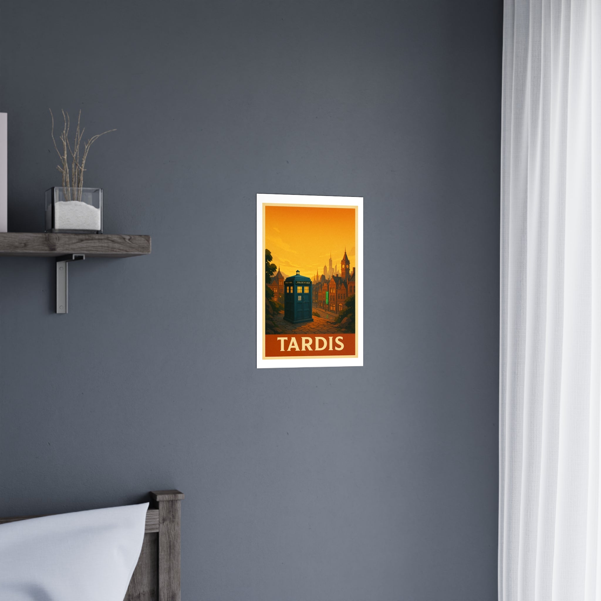 TARDIS Vintage Poster — Warm · Golden Hour (12x18)