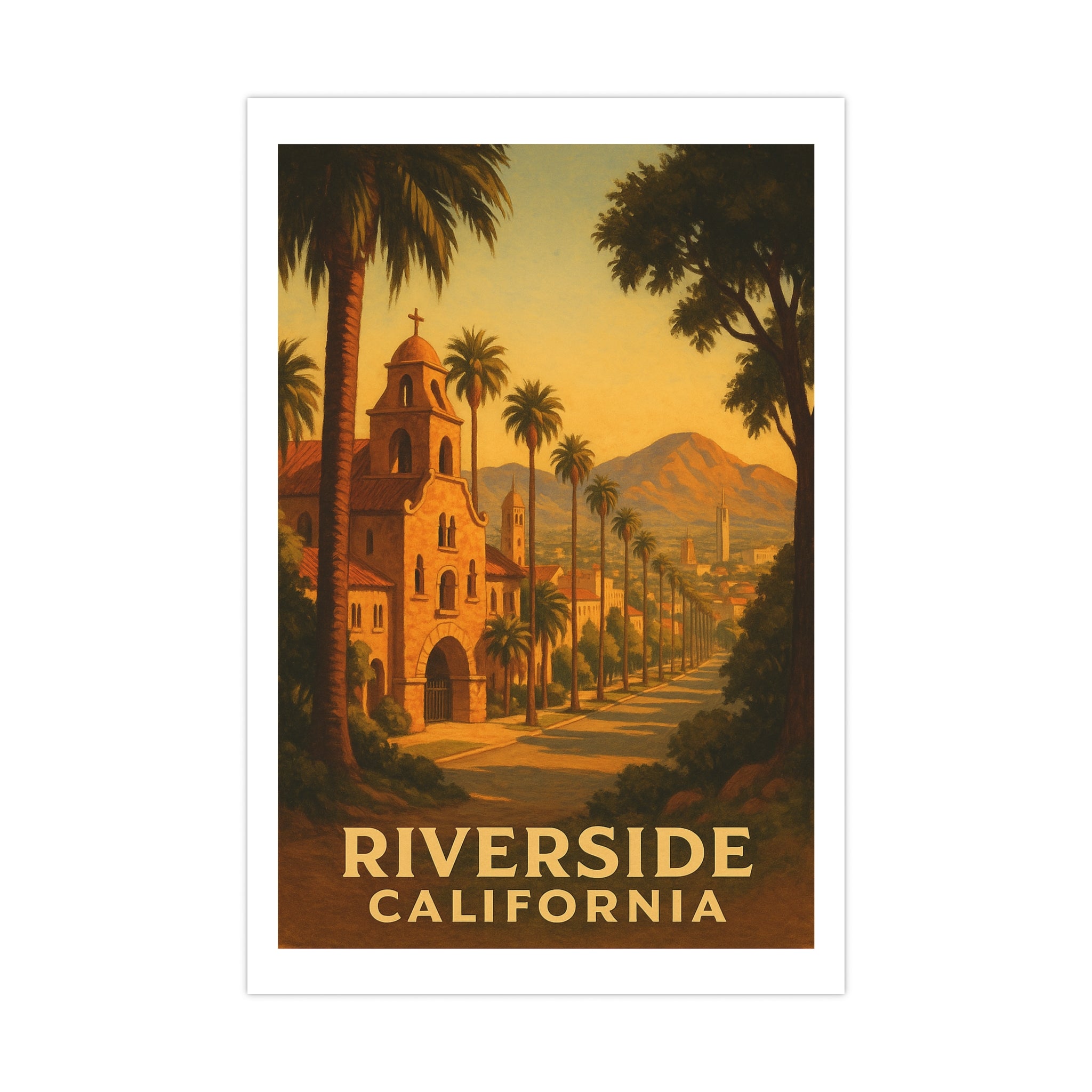 riverside california Vintage Poster — Warm · Golden Hour (12x18)