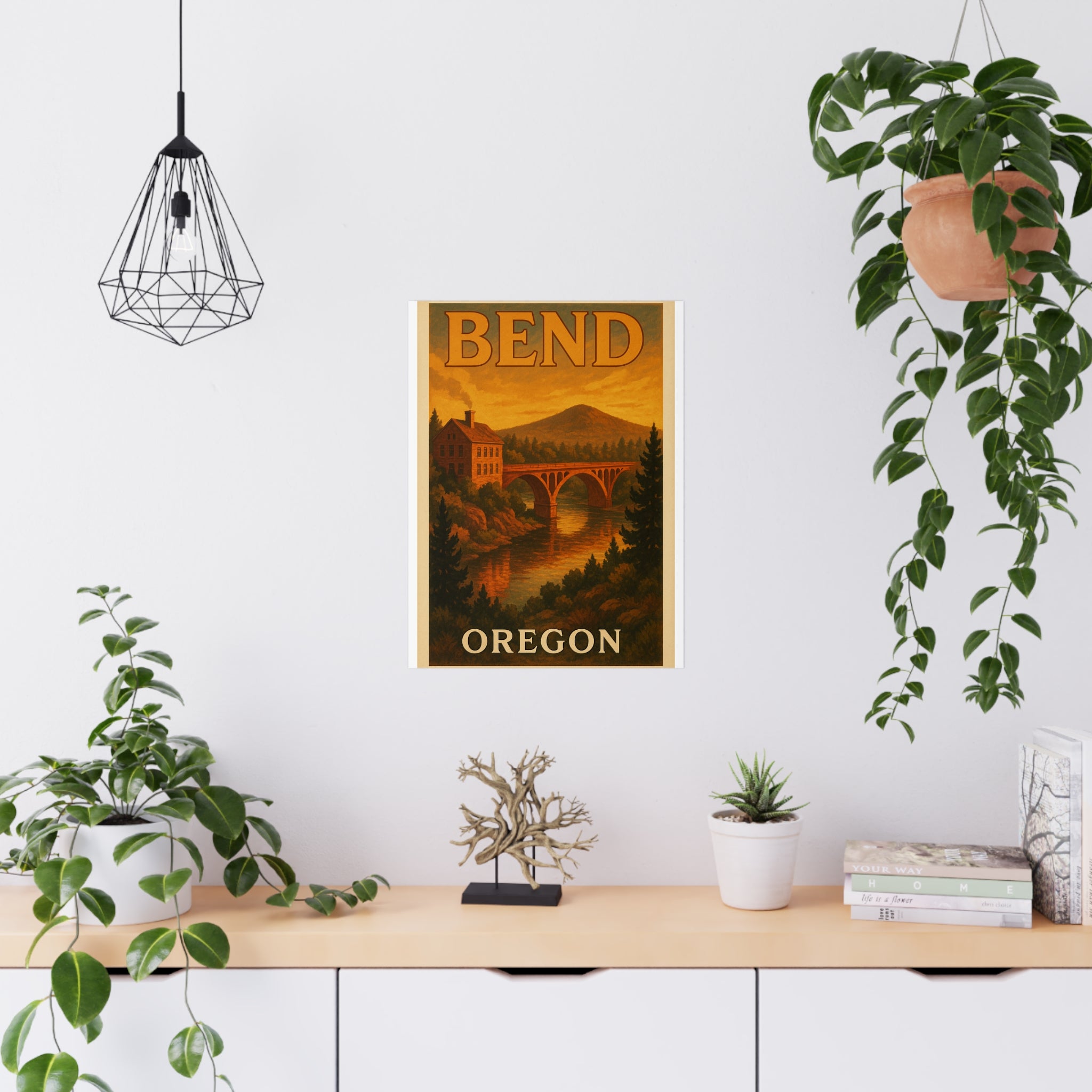 bend Vintage Poster — Warm · Golden Hour (18x24)