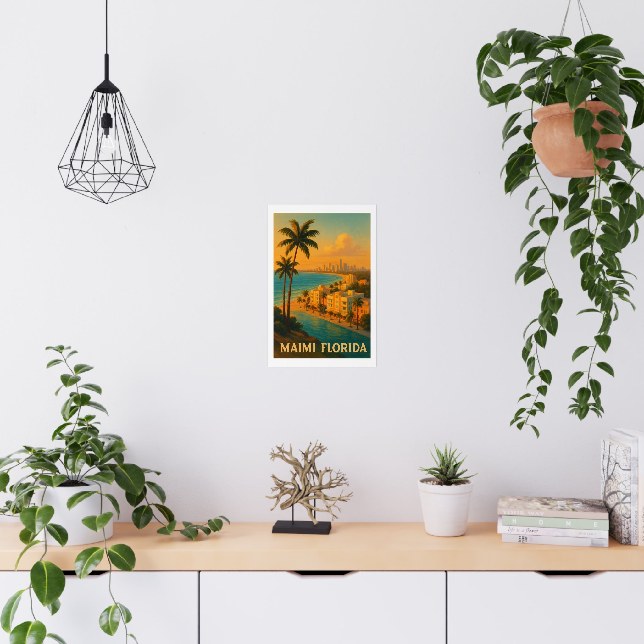 maimi florida Vintage Poster — Warm · Golden Hour (12x18)