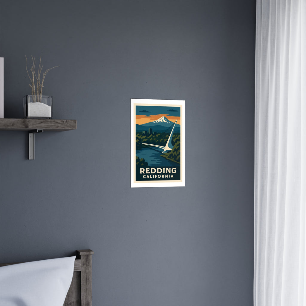 Redding California Vintage Poster — Cool · Crisp Morning (12x18)