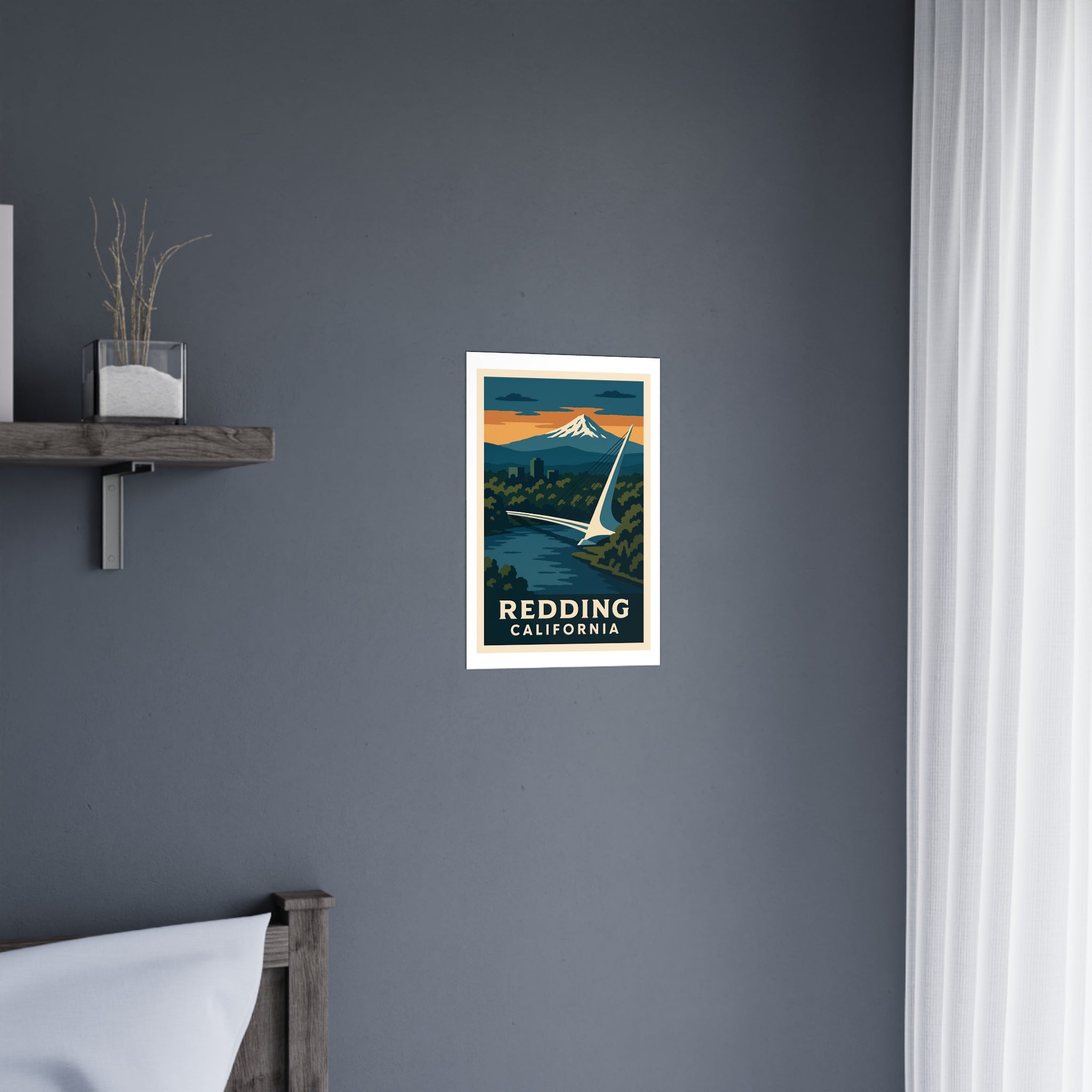 Redding California Vintage Poster — Cool · Crisp Morning (12x18)
