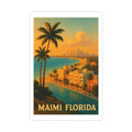 maimi florida Vintage Poster — Warm · Golden Hour (12x18)