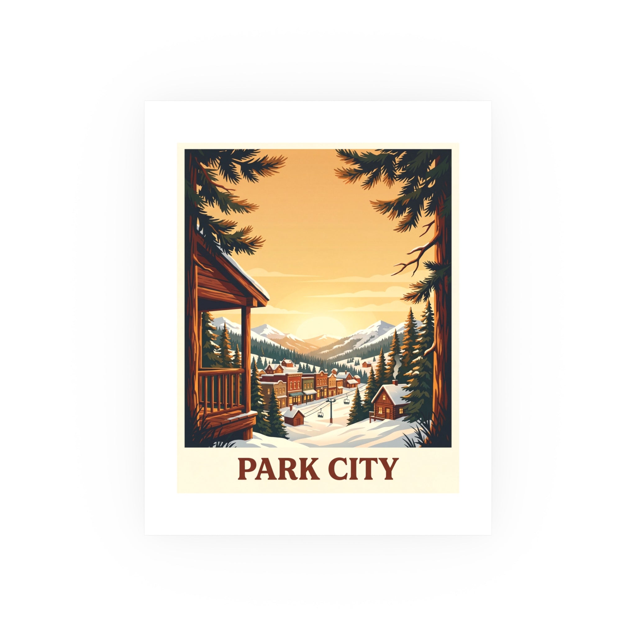 park city Vintage Poster — Warm · Golden Hour (8x10)