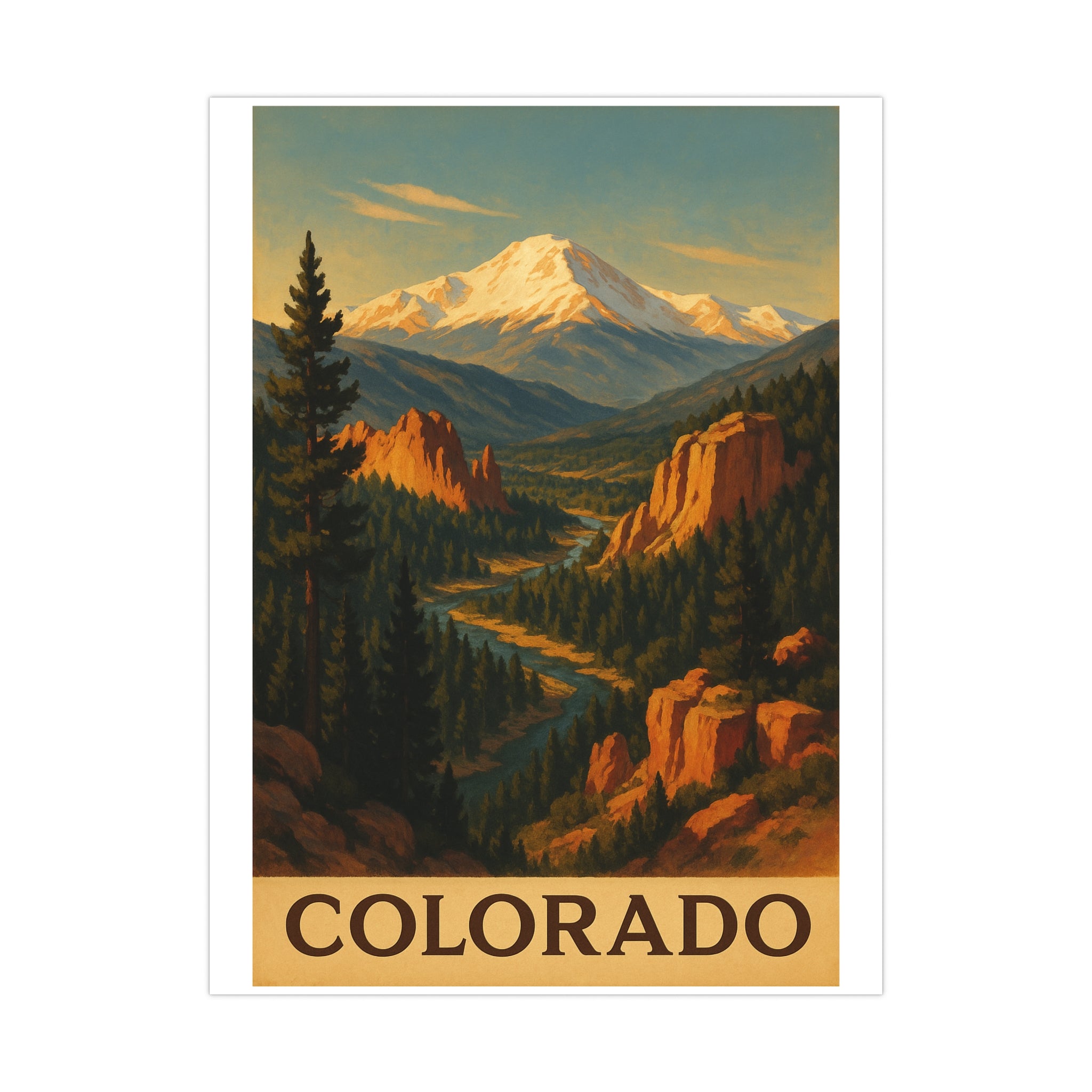 colorado Vintage Poster — Warm · Golden Hour (18x24)