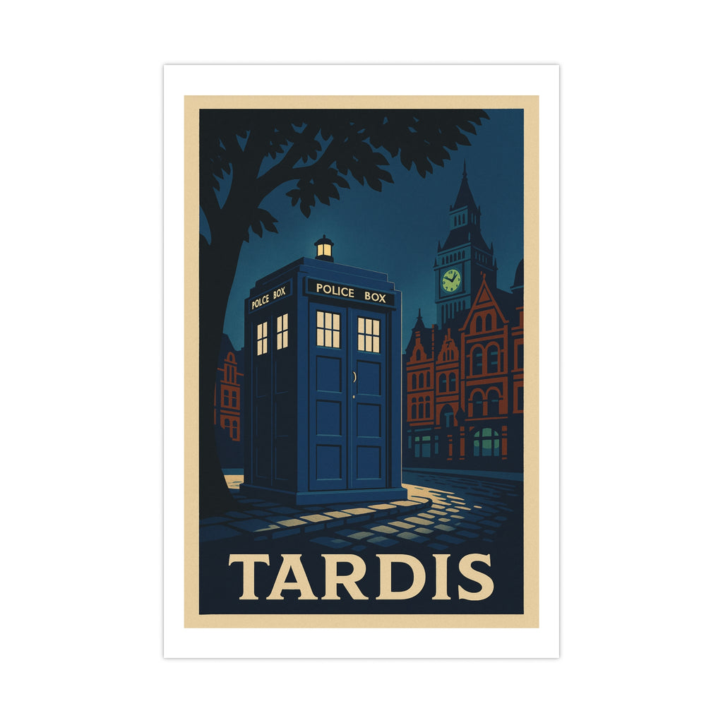 TARDIS Vintage Poster — Cool · Crisp Morning (12x18)