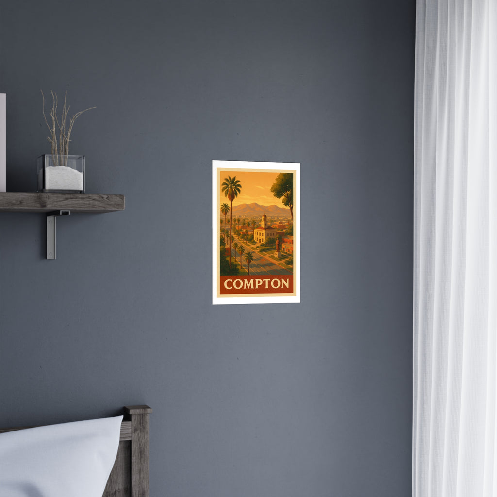 Compton Vintage Poster — warm (12x18)