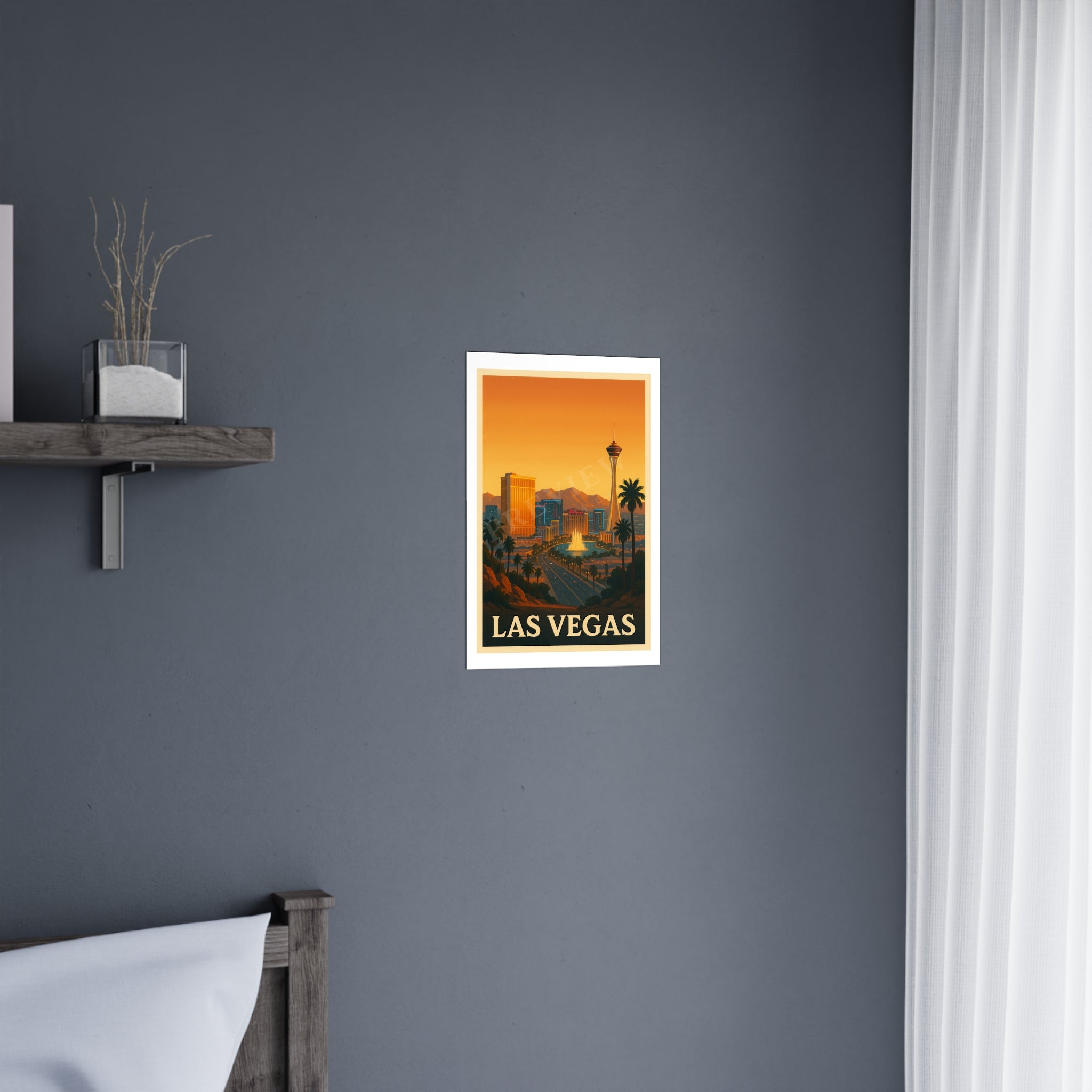 las vegas Vintage Poster — Warm · Golden Hour (12x18)