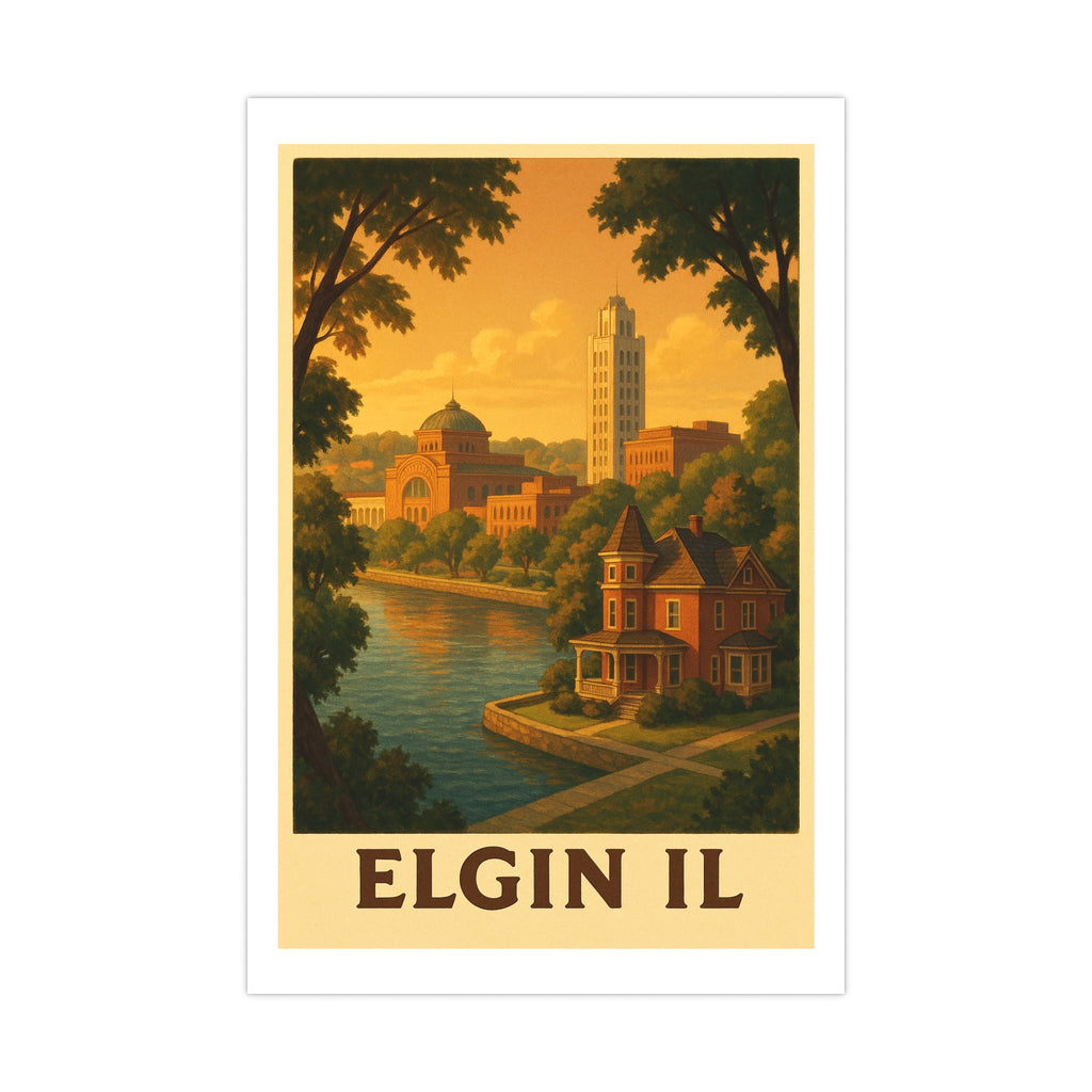 Elgin il Vintage Poster — Warm · Golden Hour (12x18)