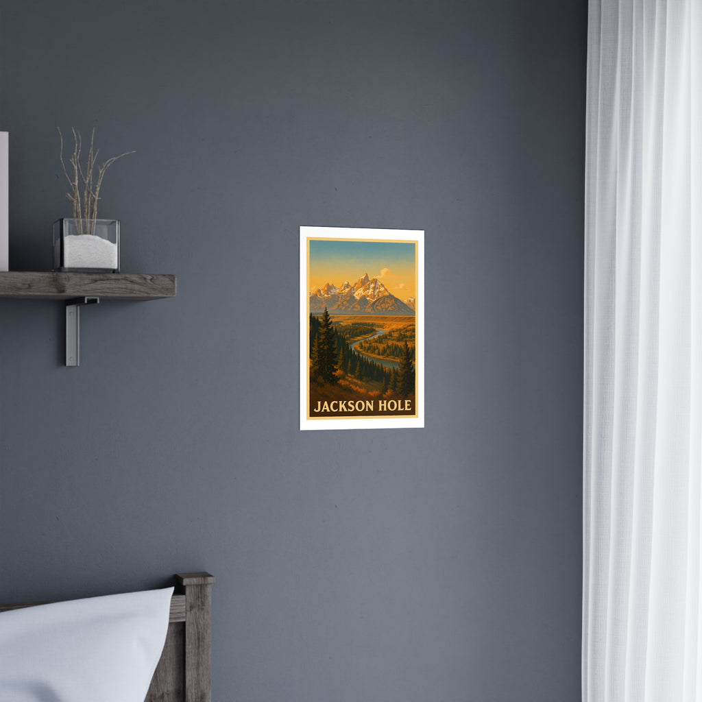 Jackson hole Vintage Poster — Warm · Golden Hour (12x18)