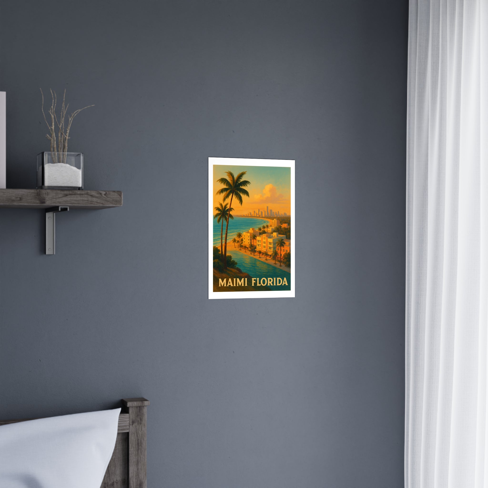 maimi florida Vintage Poster — Warm · Golden Hour (12x18)